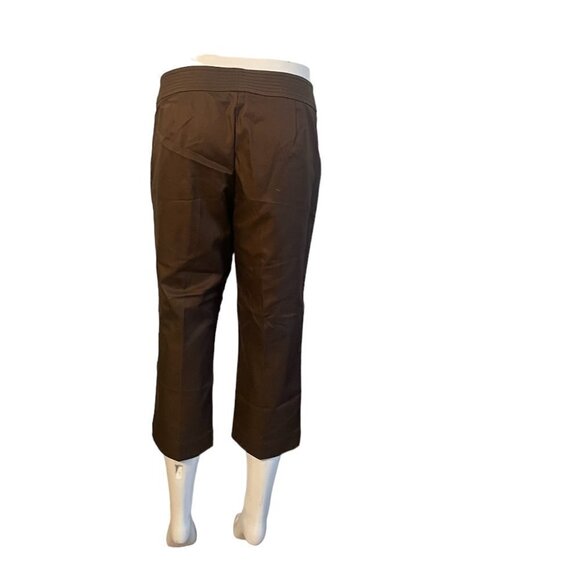 Talbots Women's 8 Chocolate Brown Capri Cropped Pants‎ Stretch Classic Straight - Picture 3 of 9